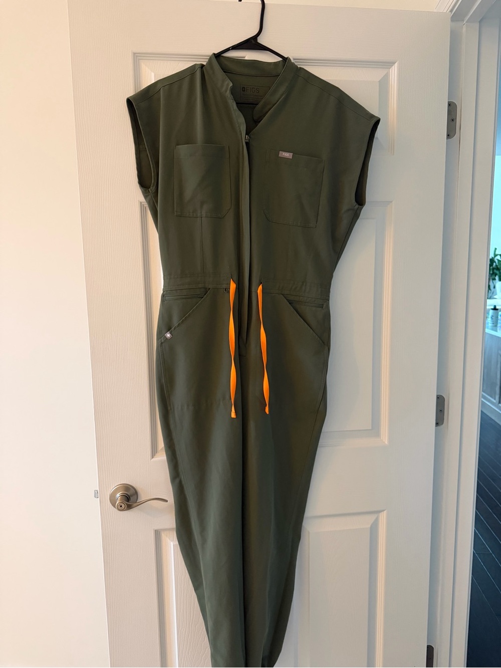 Figs Olive Green Scrub jumpsuit with Purple Accent - Picture 3 of 4